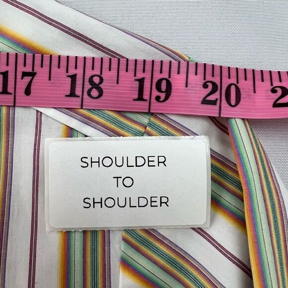 Men's Thomas Pink Striped Long Sleeve French Cuff Dress Shirt 16 1/2 /42 cm - Picture 5 of 9